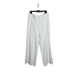 Ann Taylor Petite Ivory Pleated Wide Leg Trouser Pants Size 16 Lined Career‎